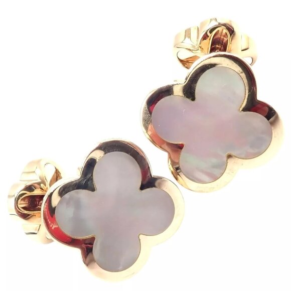Van Cleef & Arpels Other - Van Cleef & Arpels 18k Yellow Gold Pure Alhambra Mother Of Pearl Cufflinks Cert.